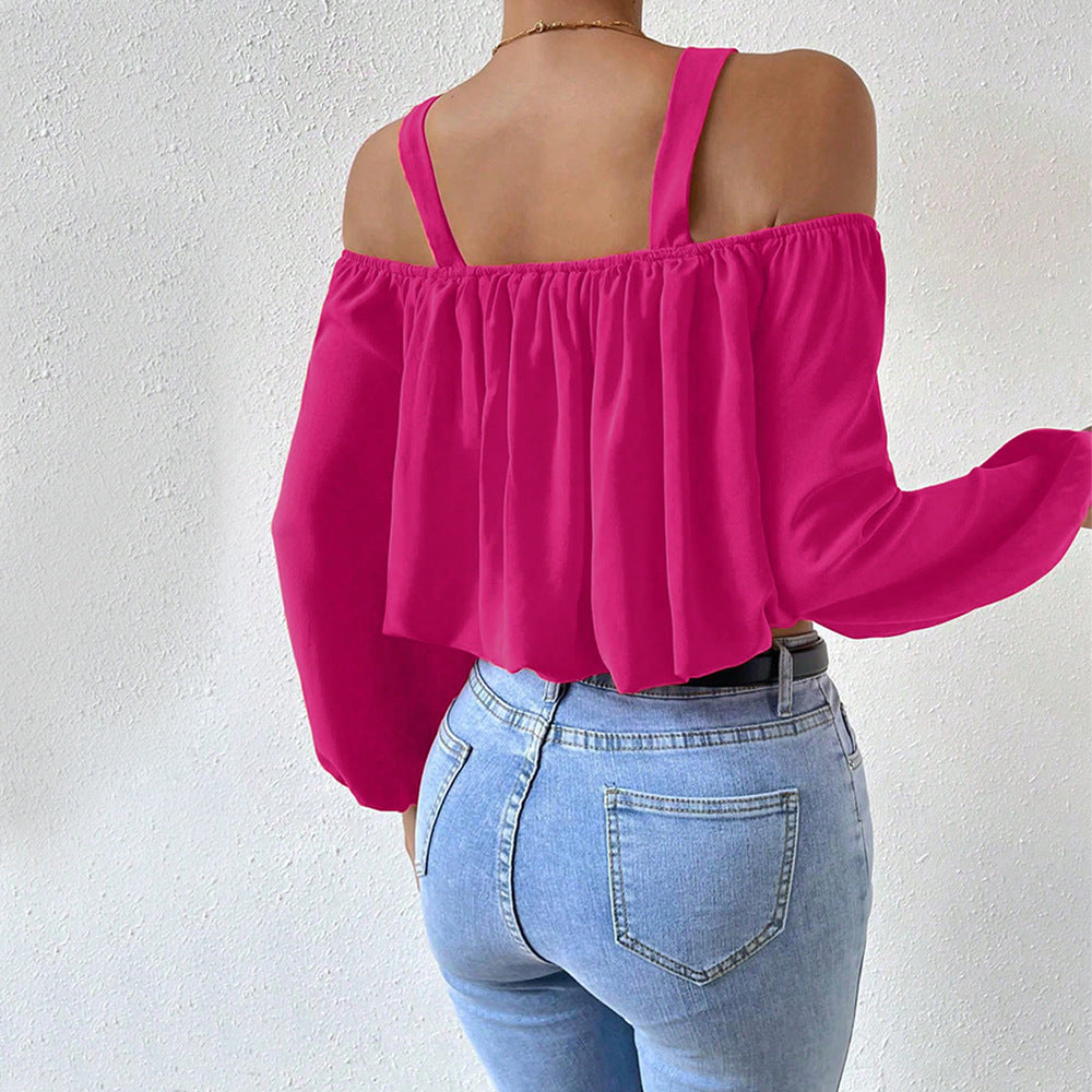 Lantern Sleeve Loose Crop Top