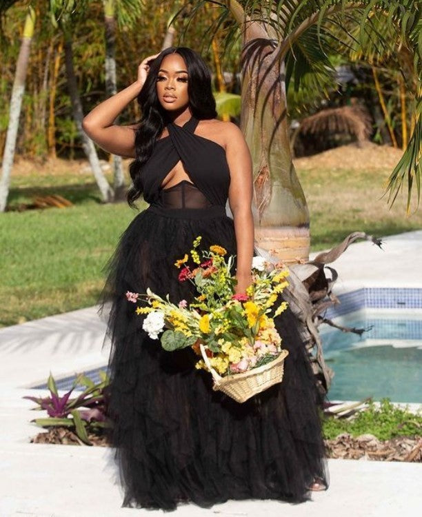Evening Net Yarn Dress