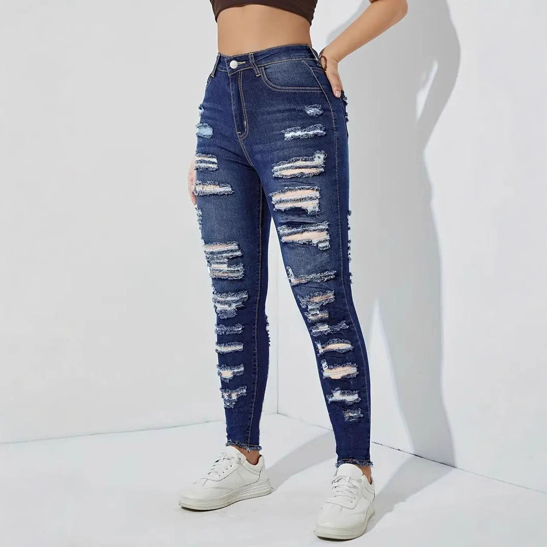 Ripped. Stretch Denim Skinny Pants.