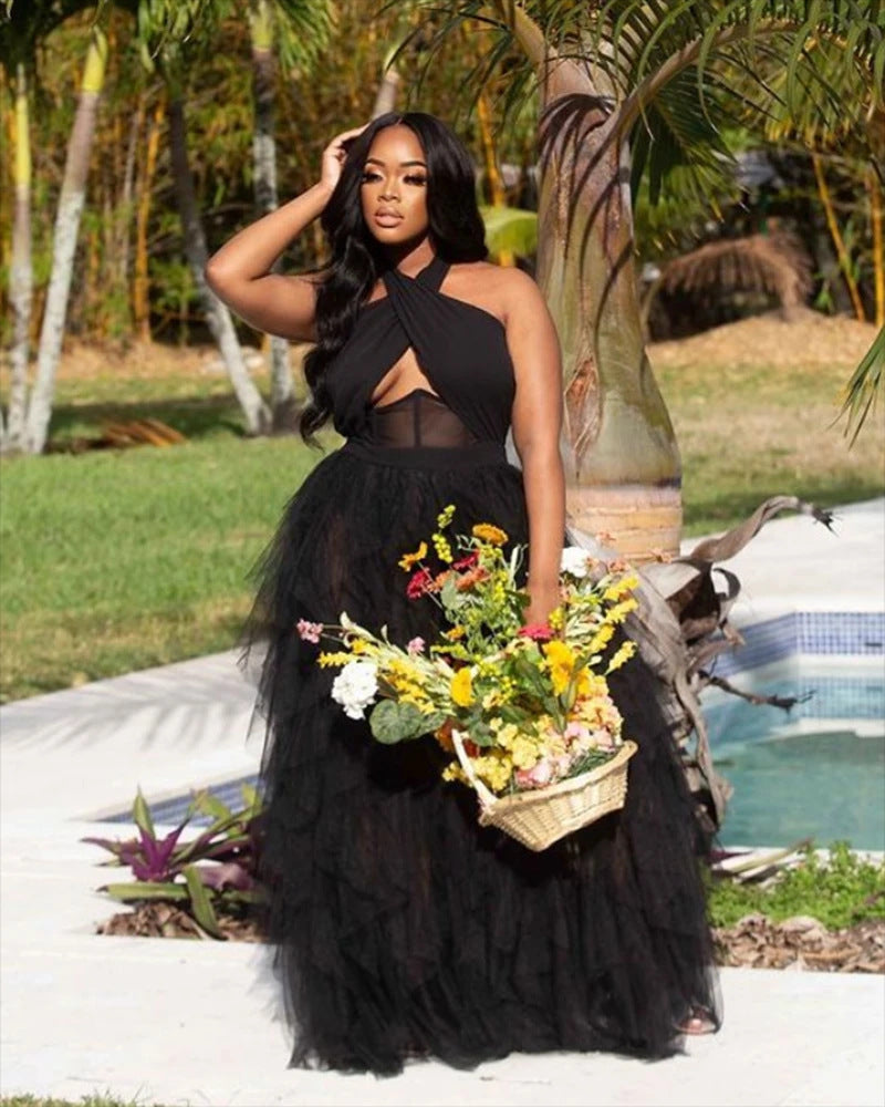 Evening Net Yarn Dress