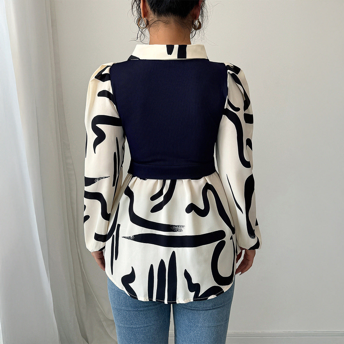Casual Style Stitching Long Sleeve Shirt