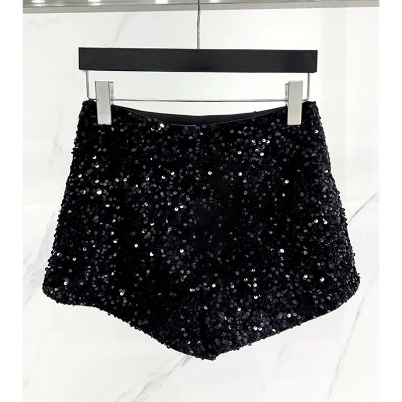 Niche Sequin Stitching Shorts