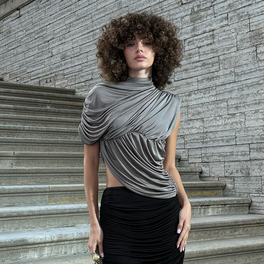 Round Neck Waist Trimming Blouse