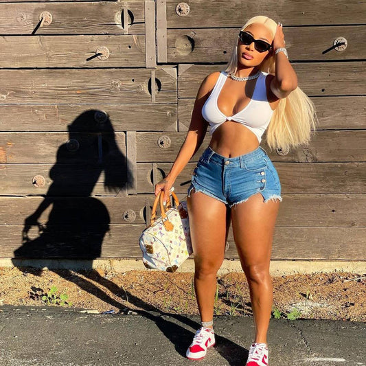 Sexy Elastic Denim Shorts Women