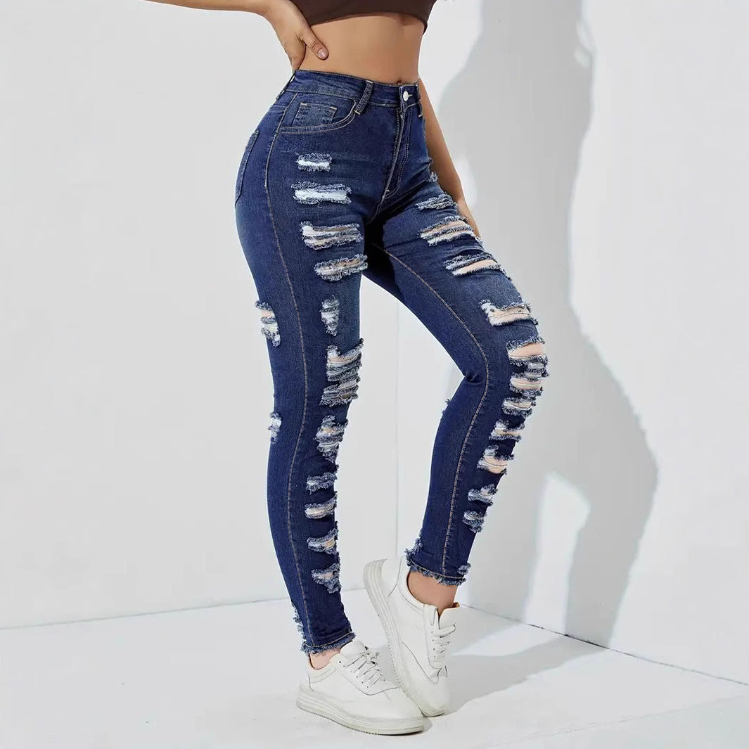 Ripped. Stretch Denim Skinny Pants.