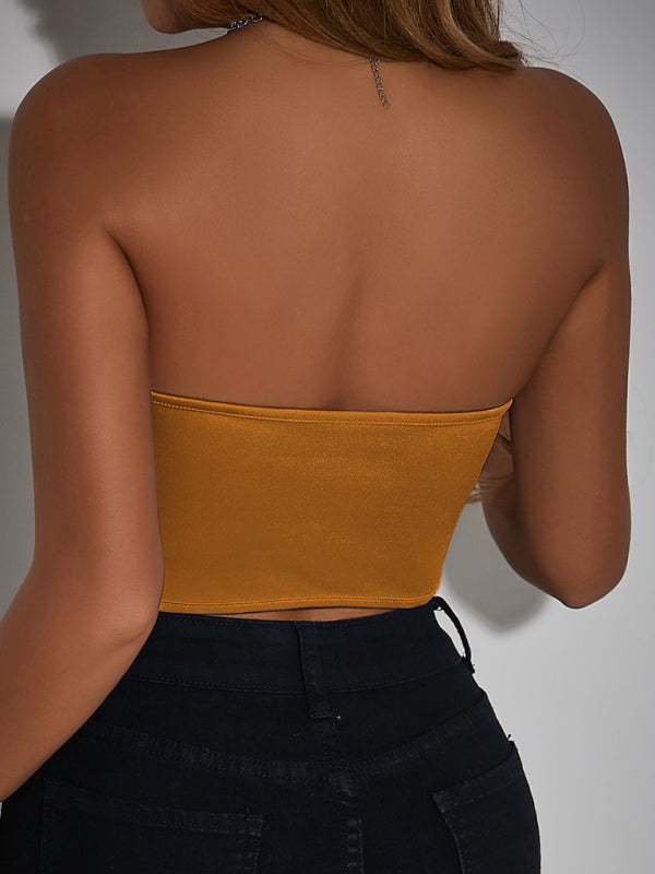 Sheath Neckless Backless Corset Tank Top