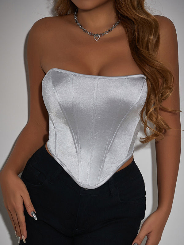 Sheath Neckless Backless Corset Tank Top